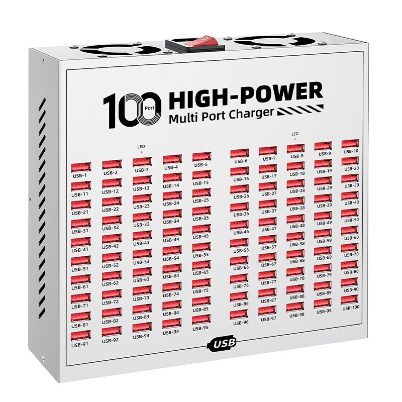 50-Port USB Multi-Port Charger, High-Power Fast Charging, Smart Power Strip Charging Station, 3C Certified Metal Casing