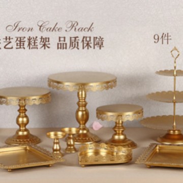 Estante de pastel europeo de hierro forjado conjunto de decoración de boda postres tienda de bocadillos estante de baile prop bandeja de pastel image 6