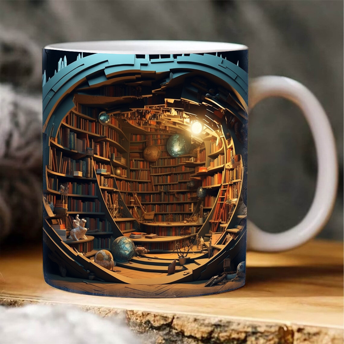 Neuer 3D-Bücherregal-Becher, Keramik-Wasserbecher, Keramikbecher für Zuhause, kreative Bibliothek, Kaffeetasse_voghion.com