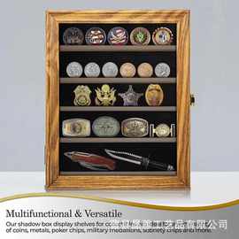 木质奖牌徽章摆放展示架防尘纪念币纪念章收藏陈列展示柜收纳盒子