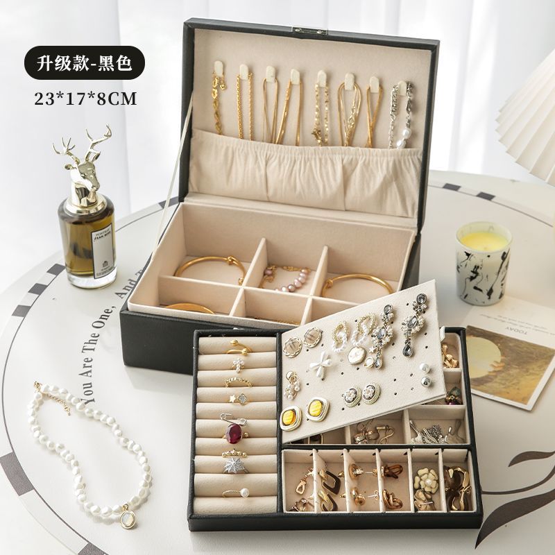 Caja de almacenamiento de joyas de oro transfronteriza Pendientes antioxidantes Caja de joyería Anillo Caja de collar Caja de almacenamiento Mini