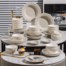 康陌（KANGMO）陶瓷碗碟套装家用2024轻奢风饭碗菜盘餐具组合礼品