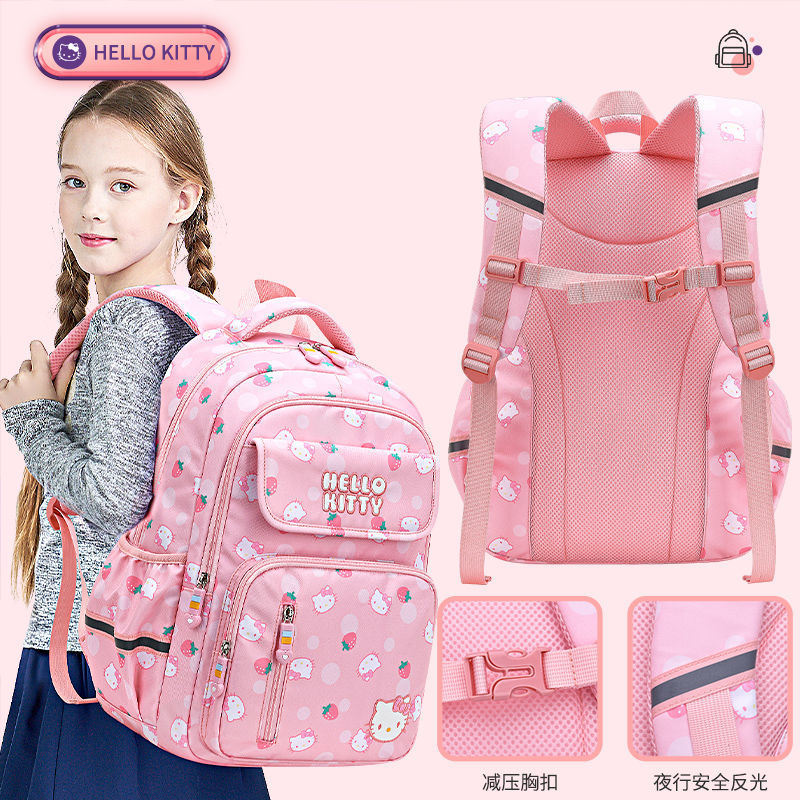 Nueva mochila de Hello Kitty, escuela primaria, niña, grado 1-3-6, protector de columna, niña, niño, niña, primer grado, ultraligero