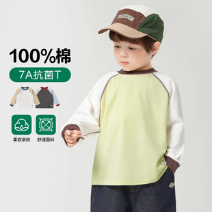 Right European Boys Pure Cotton Long-Sleeved T-Shirt Autum Clothing Spring and Autum Kidsren's Clothing Kidsren's Baby Boy Autum Bottoming Shirt