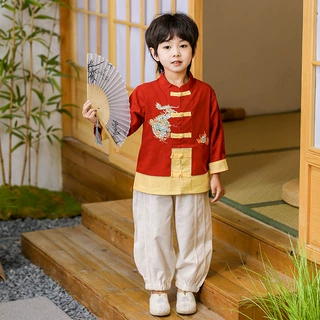 汉服2024新款男童国风周岁礼服儿童古风帅气国学服宝宝新中式春秋