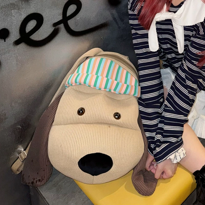 Рюкзак cute вместительный для ноутбука и школы, хаки, малый и большой, карточный карман в виде собаки