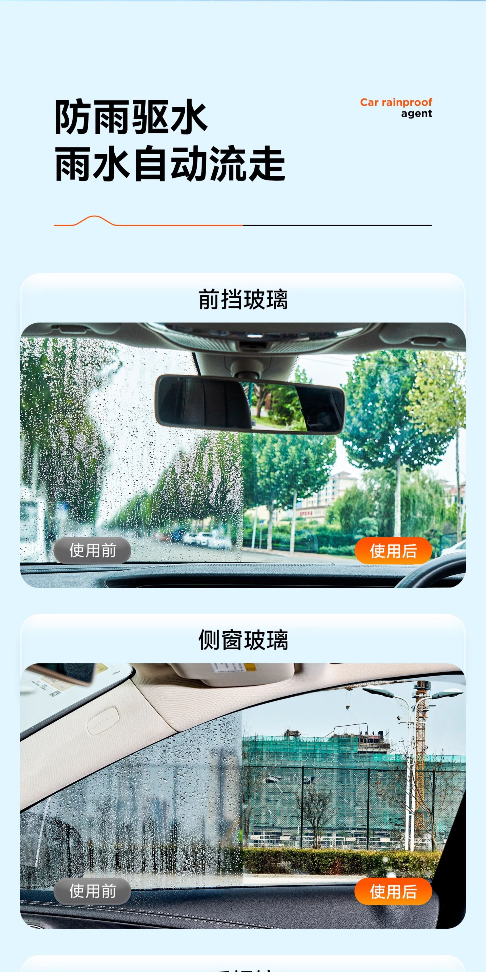 Suitable for rearview mirrors, car anti-rain spray, anti-fog agent, waterproof for car windows in rainy days, long-lasting defogging spray