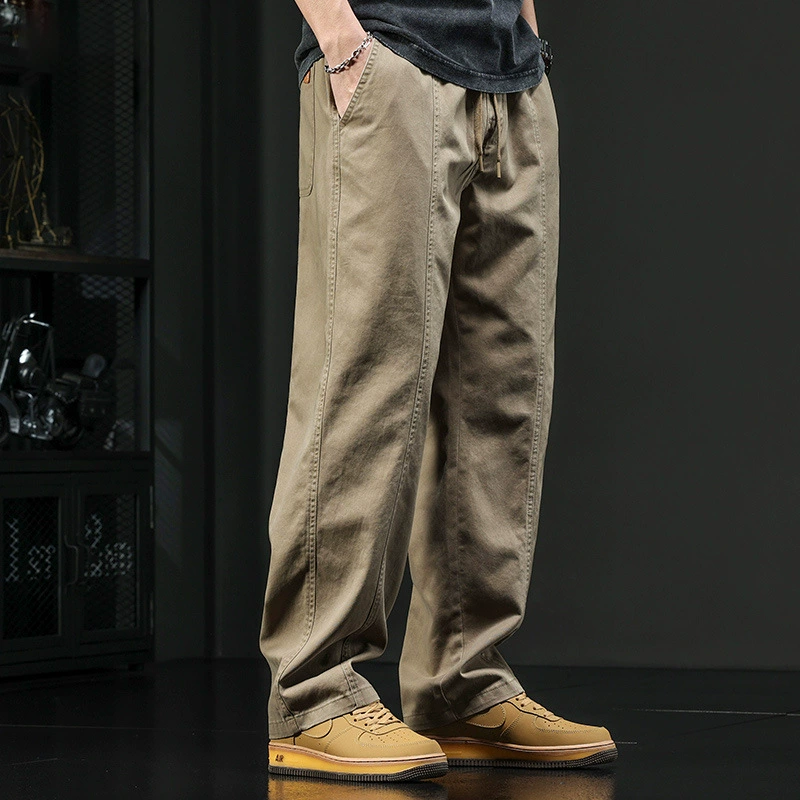 Men's thin retro trousers, oversize loose straight fit, summer American style, M–3XL