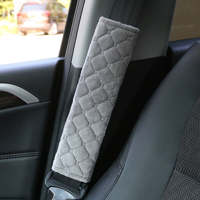 Car Seat Belt Shoulder Cover Seat belt shoulder pad - a-pair-of-gray-plaid-embroidered-shoulder-pads-256cm
