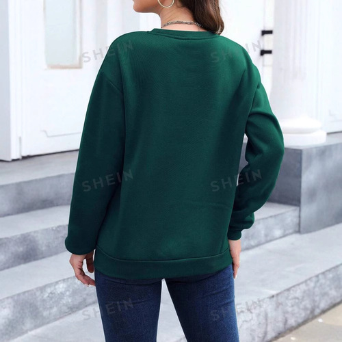 Essnce Leopard Heart Print Drop Shoulder Sweatshirt