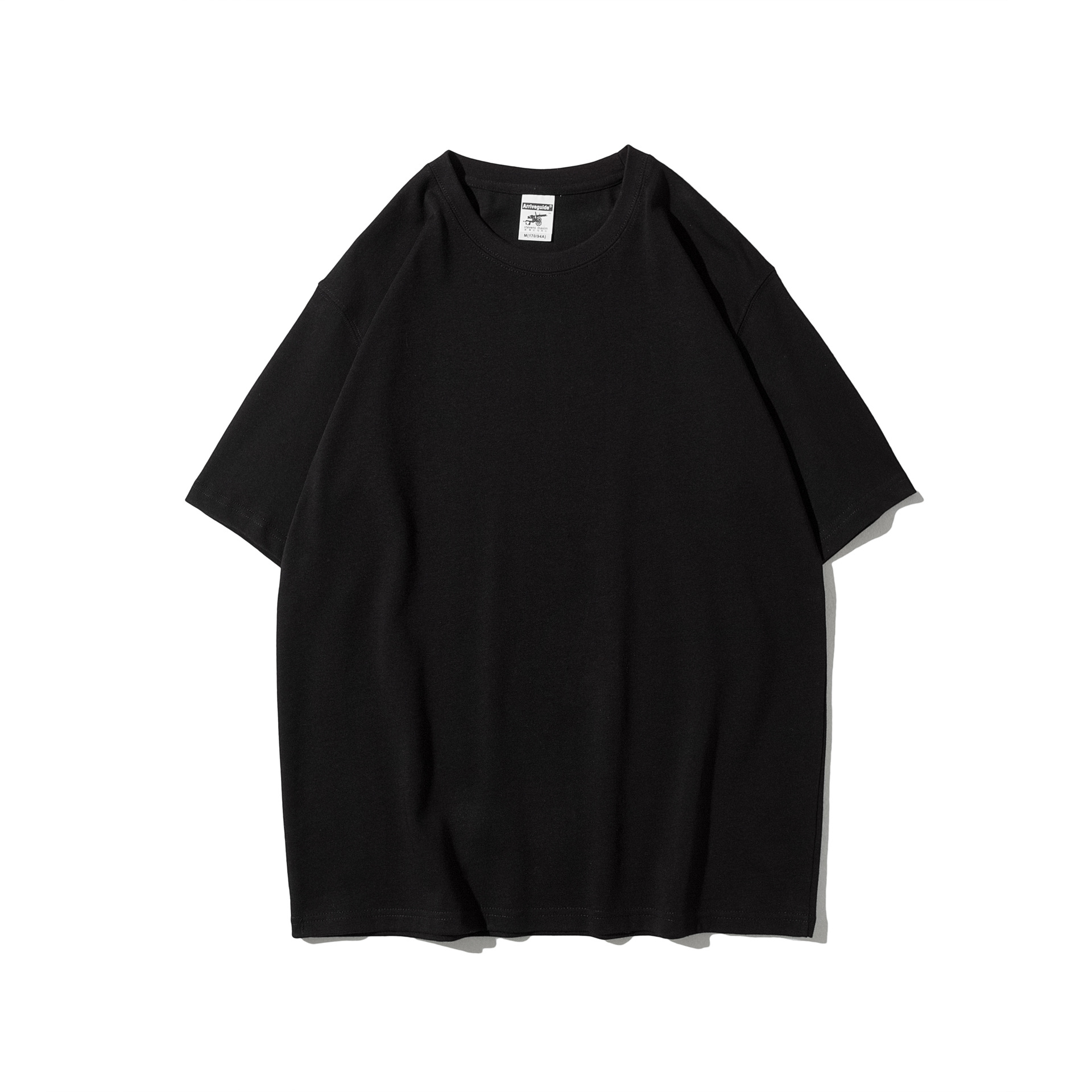 メンズ夏のAG280gマーク沁男士重ポンド丸襟tシャツ純綿純色潮男半袖男プリントt