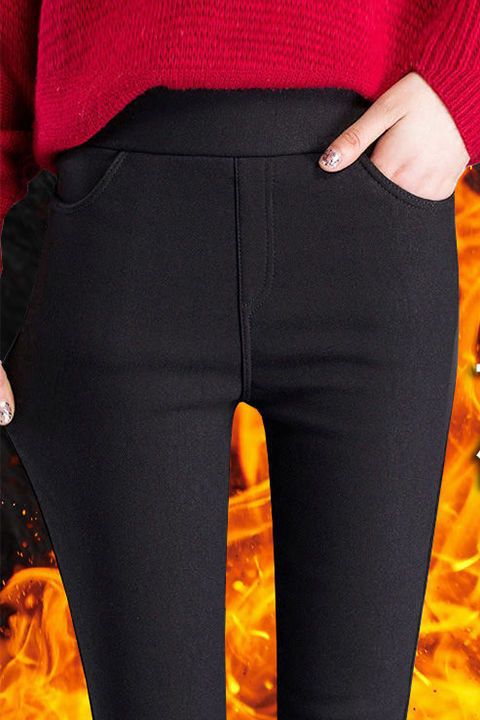 加绒加厚打底裤外穿女2022秋冬新款高腰弹力保暖裤女裤子黑色棉裤