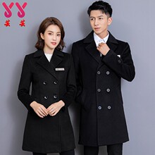 酒店前台售楼部工作服毛呢外套女中长款空姐银行接待呢子大衣秋冬