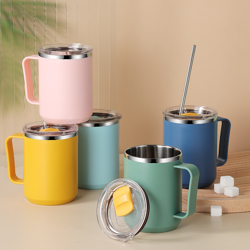 304 Logotipo de acero inoxidable taza Oficina taza con tapa mango café práctico vaca regalo ins estilo creativo