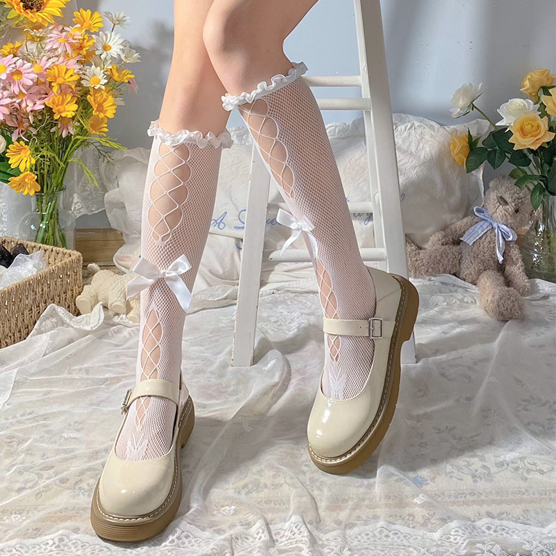 White Lace Trim Socks 10