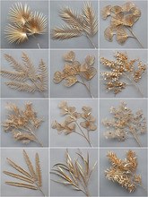 金色花新年福桶插花摆件门店装饰花材冬青果红果尤加利小扇叶