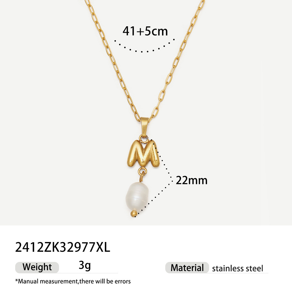 TENA collar de acero inoxidable de perlas verdaderas simplista de alto nivel nicho de diseño de acero de titanio collar de collar para mujeres image 53