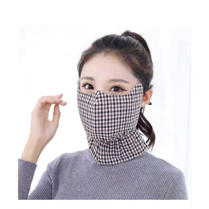 秋冬格子口罩纯棉女加大加厚骑行保暖防寒防风透气防尘面罩可水洗|undefined