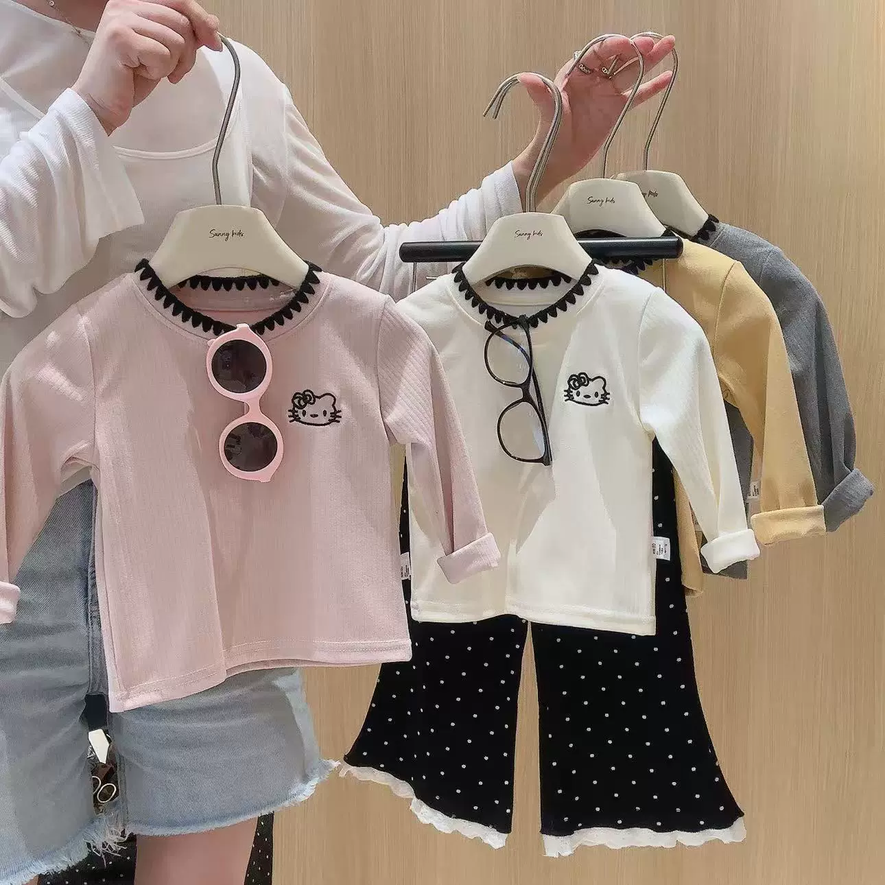 新款儿童打底衫刺绣打底衫 长袖T恤女童休闲百搭上衣秋季新款