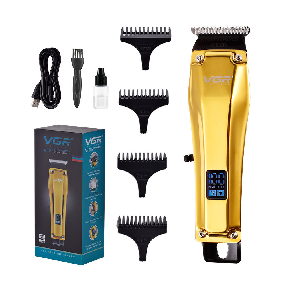 Retro Pompadour Hair Clipper Metal LCD Digital Display USB Rechargeable for Salon And Home Use_voghion.com