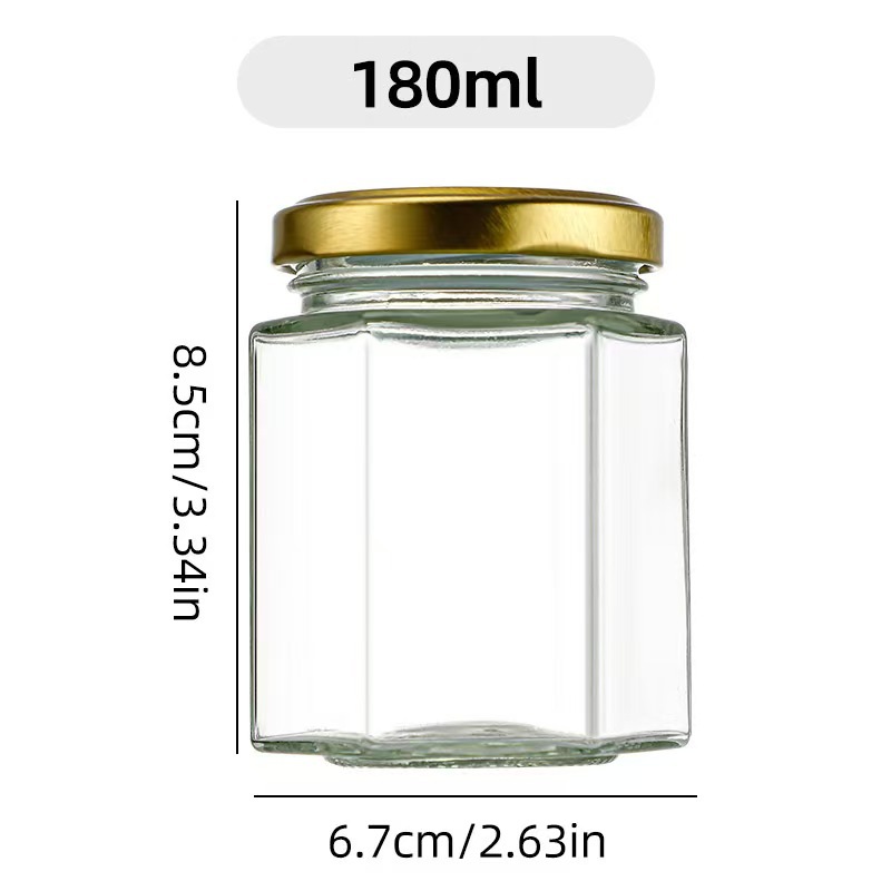 Fabricantes sellados al por mayor 45 seis bordes de vidrio de mermelada de miel enlatada enlatada para probar pequeñas botellas de miel divididas inteligente
