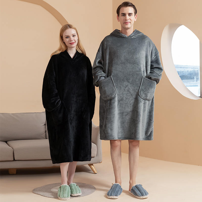 winter thickened hooded cotton velvet 220g pajamas nightgown plus size coral velvet men‘s and women‘s pajamas nightgown bathrobe