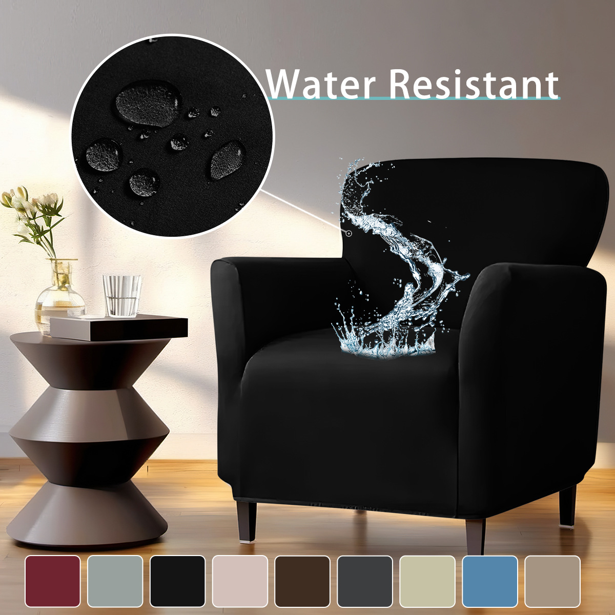 SHEIN en stock sofá cubierta impermeable de seda de leche pequeña cubierta de sofá elástica de color sólido cubierta de sofá de una sola persona