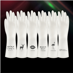 Housework Gloves, White, Laundry, Waterproof, Plastic Rubber, Household Cleaning, Non-Slip, Thickeneded, Durable, Kitchen Dishwashing Gloves