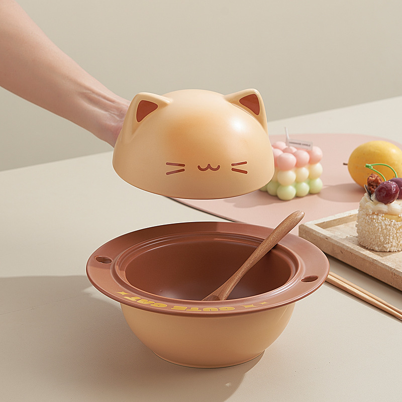创意卡通烤面包小猫系列泡面碗面包杯碟餐具套装学生宿舍家用送礼|undefined