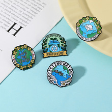 欧美跨境环保主题胸针创意卡通爱护地球北极熊合金徽章衣服装饰品