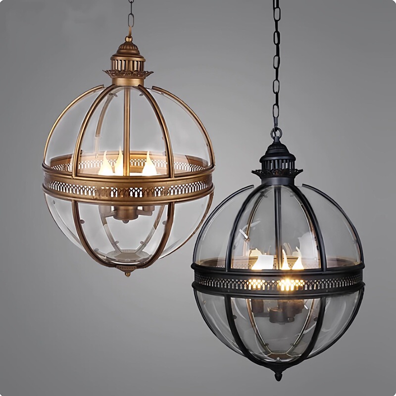 Cross-border American retro industrial style Victorian era round glass chandelier for living room, bedroom, dining room, and cafe Cross-border American retro industrial style Victorian era round glass chandelier for living room, bedroom, dining room, and cafe
