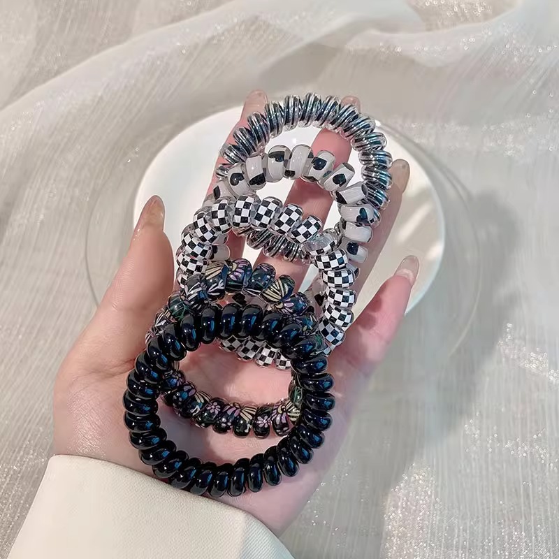 Moda de color gelatina esmerilado cabello telefónico bucle de cabello de alta elasticidad duradera correa de goma simple mujer cabeza de cabello de cola de caballo toque de cabello