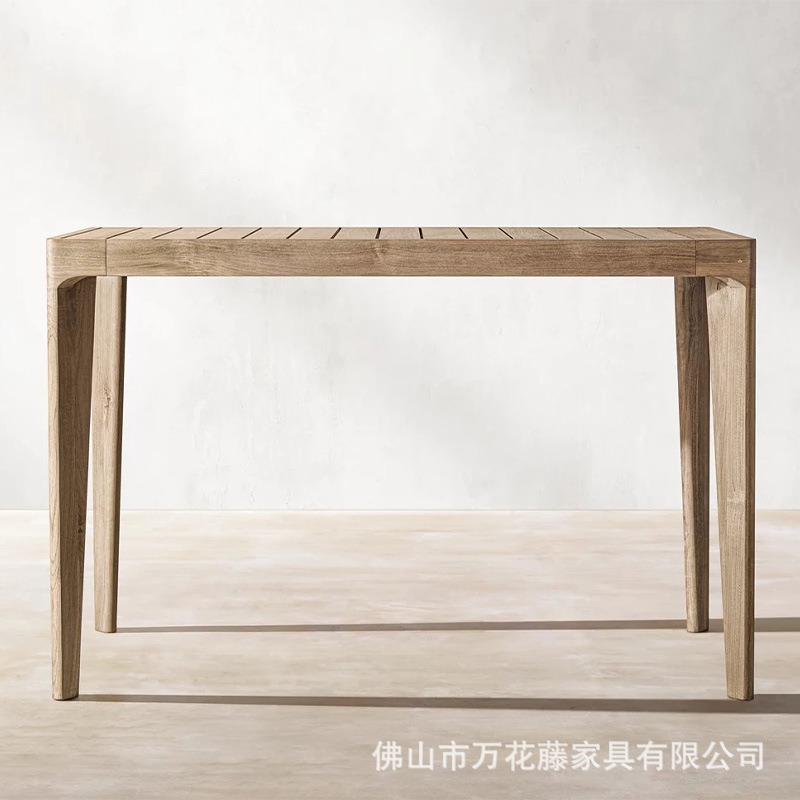 Mesas y sillas al aire libre de ocio nórdico personalizadas combinación de patio de villa al aire libre jardín impermeable muebles de madera maciza mesa de comedor silla de mimbre