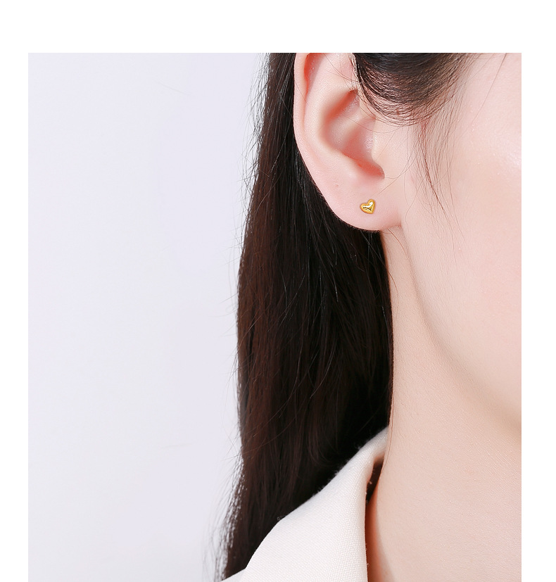 925 Sterling Silver Material Heart Shape Pattern 1 Pair 925 Sterling Silver 925 Sterling Silver Earrings Heart Shape Screw Backs Small Stud Earrings