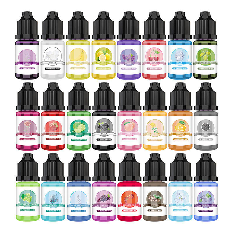 Amazon 24 colores 5ml de alta concentración de color fino diy resina epoxi adhesivo para joyería pigmento uv epoxi pasta de color fluida