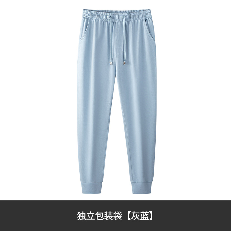[Agua suave de algodón] nuevos pantalones de pijama de primavera y verano para hombres, pantalones de algodón para el hogar, pantalones casuales con cordón para deportes