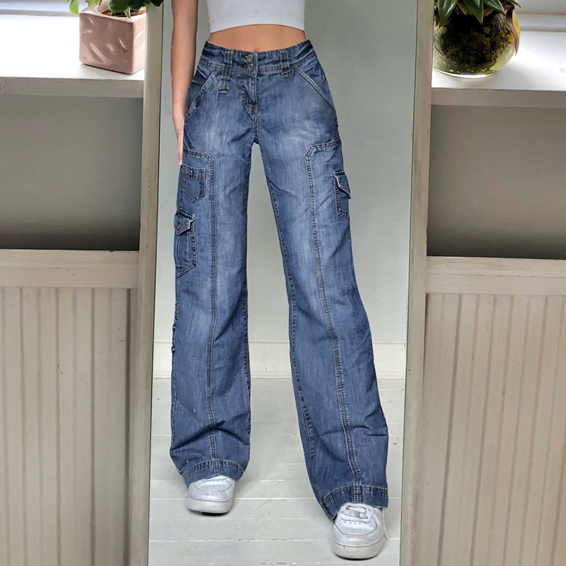 Streetwear Women High Waist Y2k Jeans Wi...