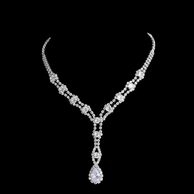 Цирконий, серьги, колье, длинный комплект, цепочка, Aliexpress, комплект из 2 предметов, легкий роскошный стиль, оптовая продажа