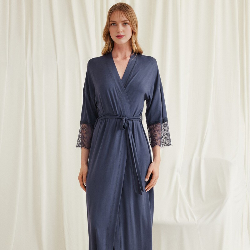[in Stock 6585] Exclusively for Amazon: Cross-Border Luxury Lace Home Dress, European and American Style Long Nightgown/Bathrobe
