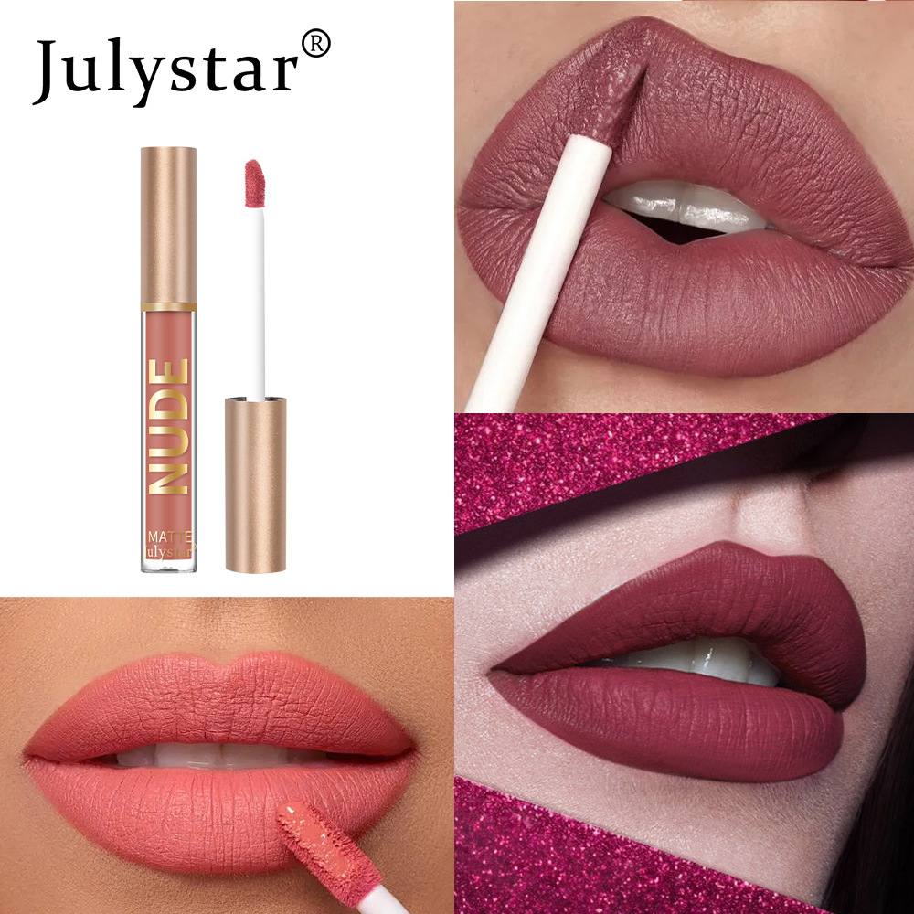 European and American matte, frosted velvet non-fading lip gloss, natural, long-lasting and three-dimensional non-stick cup lip gloss lipstick wholesale undefined
