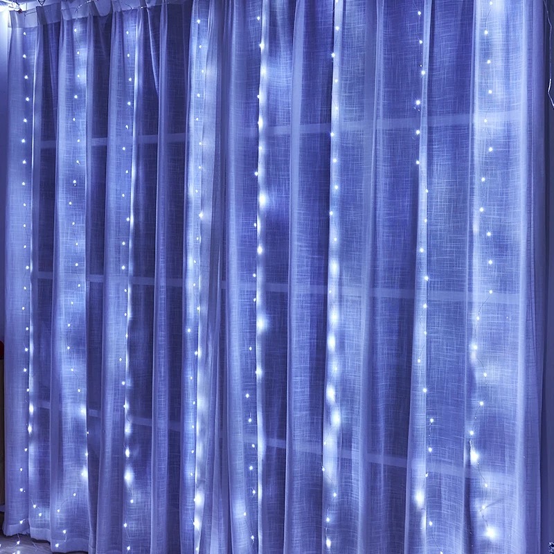 Lámpara de cortina de alambre de cobre led cadena de luz de fiesta de la habitación gypsophila luz de cascada romántica control remoto USB decoración