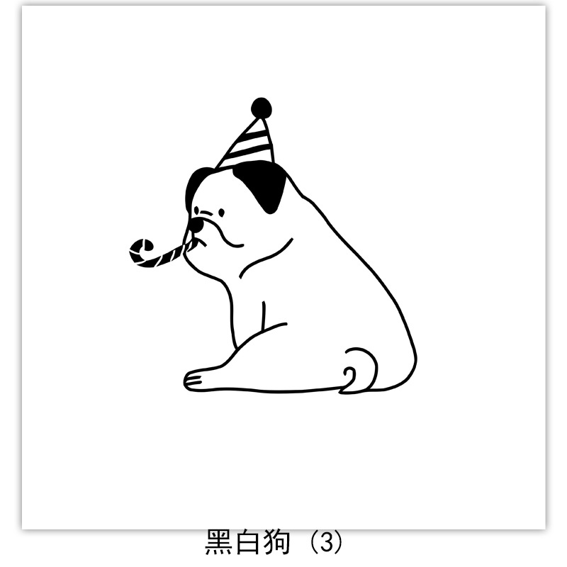 Nórdico ins estilo línea perro blanco y negro pintura decorativa dormitorio cabecera mural habitación de los niños colgando pintura decoración de escritorio núcleo