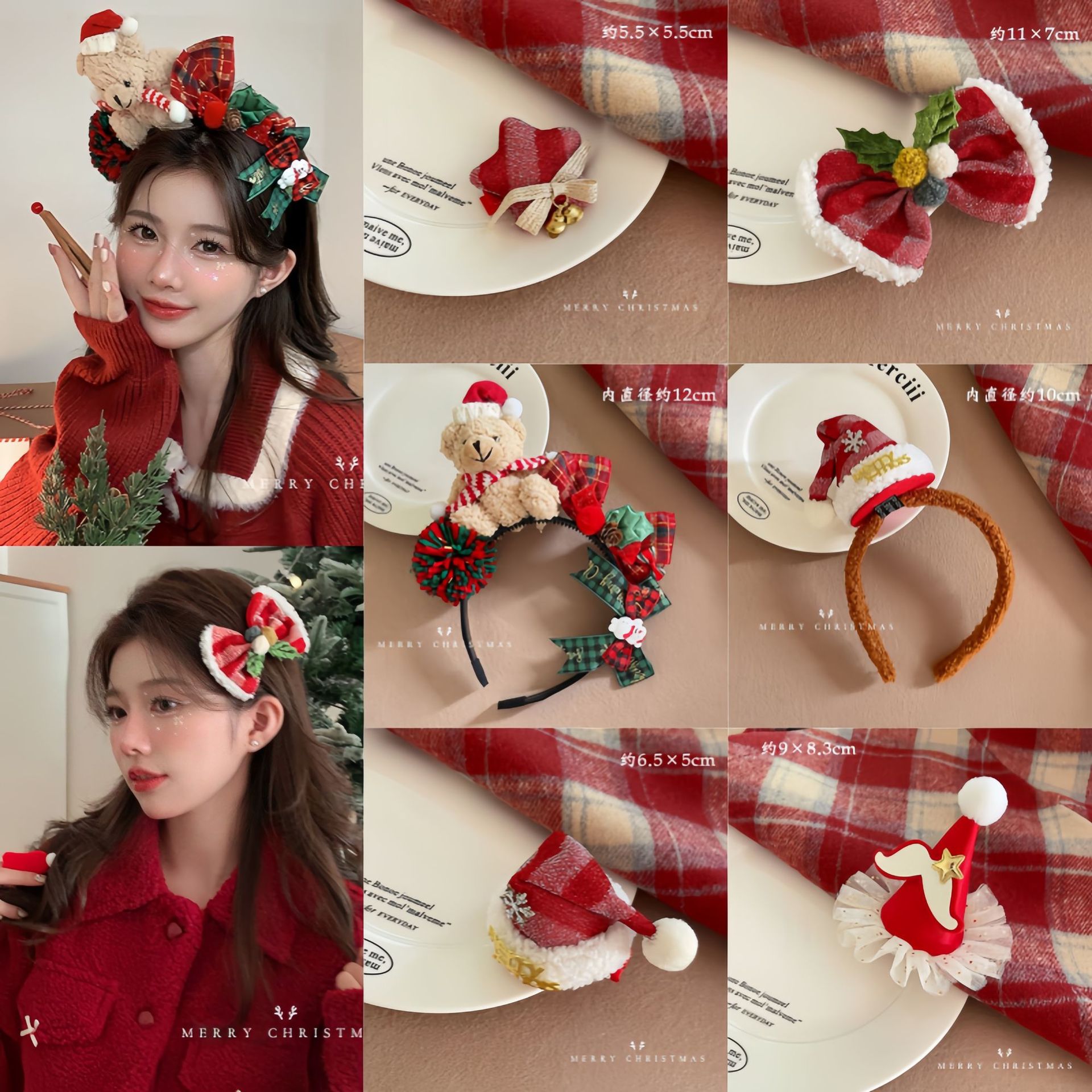 christmas bear headband mori style little girl christmas photo headband hair accessories cute hairpin 2025 christmas gift
