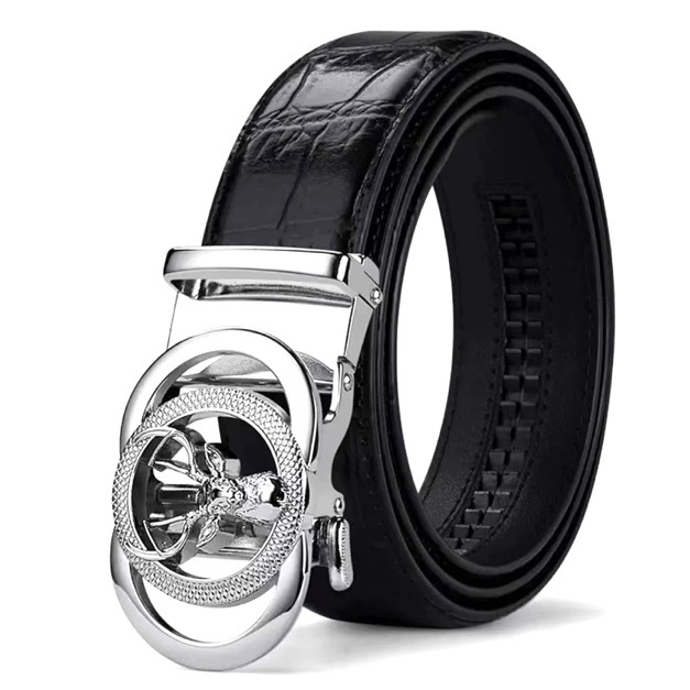 Cinturón de cuero genuino para hombre, informal, de negocios, impreso, popular, resistente a los arañazos y al desgaste, hebilla de cinturón, fabricante transfronterizo, venta directa al por mayor