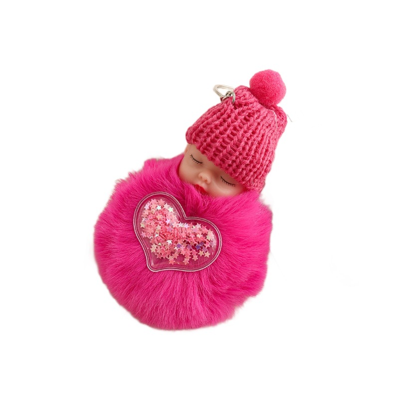 Amor dorado muñeca de sueño imitación de conejo bola de pelo colgante lindas bolsas escolares colgantes para niñas joyas de peluche llaveros