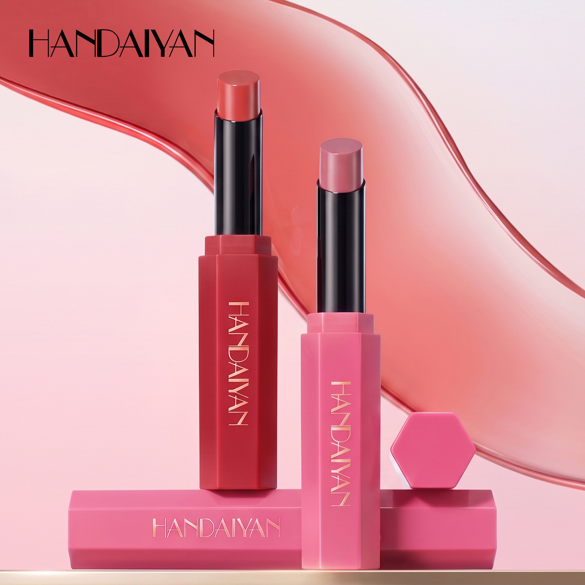 El comercio exterior hexágono 6 colores no se desvanecen no manchar taza HANDAIYAN maquillaje transfronterizo humectante lápiz labial duradero