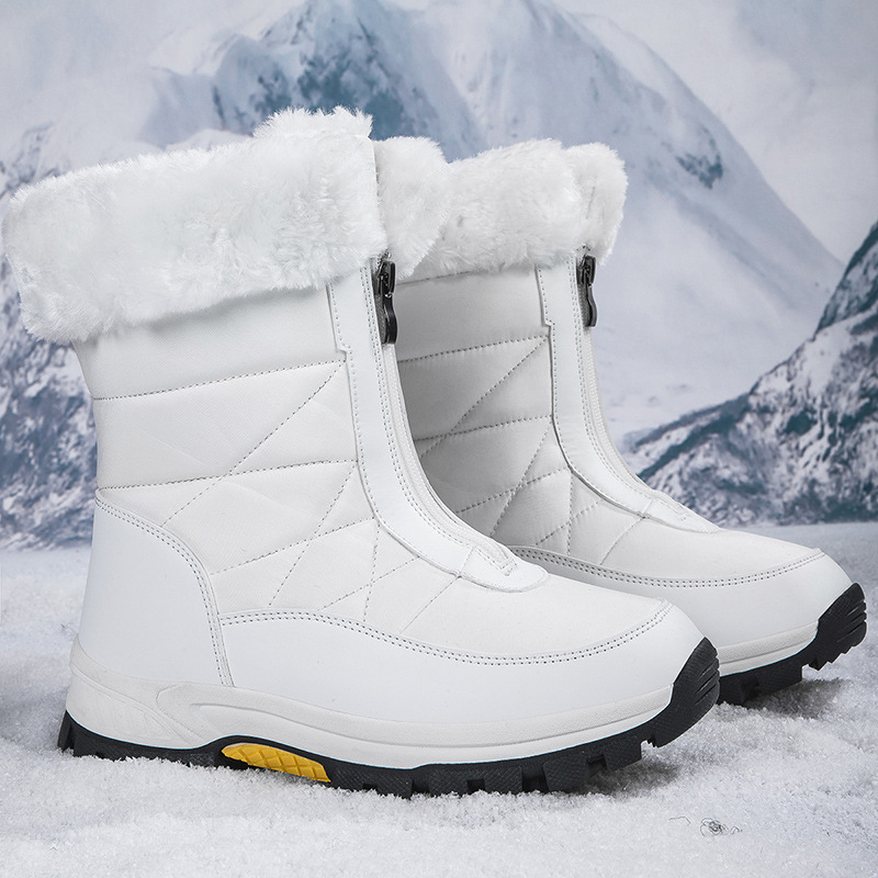 Botas de nieve al aire libre para mujeres más zapatos de algodón grueso de velcro de invierno 2024 nuevo tipo con cremallera de suela gruesa calentadora de algodón