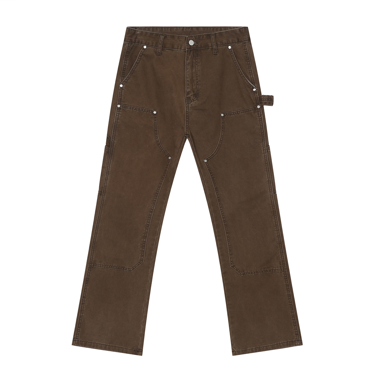 Ropa para hombre MTLCLOTHES | Pantalones de Trabajo Estilo Leñador con Diseño de Parches de Marca Retro Americana de Moda, Estilo Micro-Flared