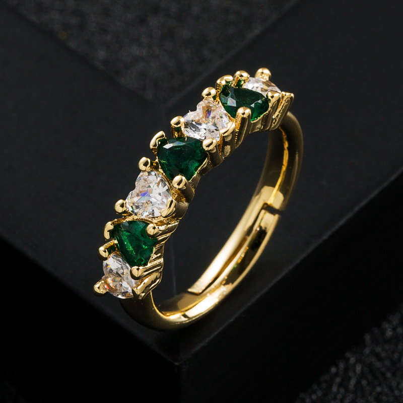 Fashion Copper-plated Real Gold Micro-encrusted Zircon Rainbow Ring display picture 3