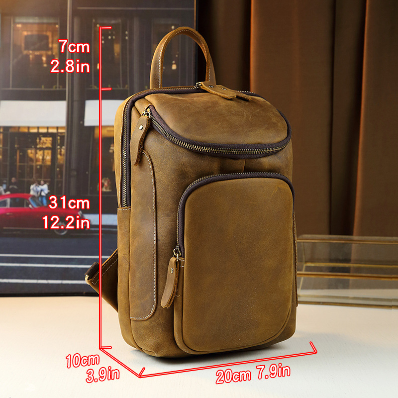 Retro Men's Shoulder Bag Crazy Horse Leather Multifunctional Casual Chest Bag Genuine Leather Stylish Unique_voghion.com